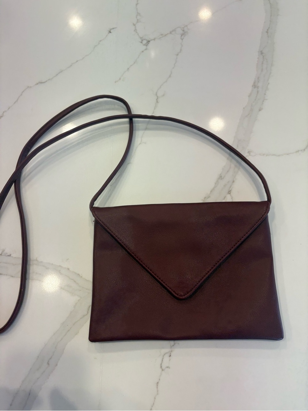 Leather Envelope Crossbody Bag - Maroon